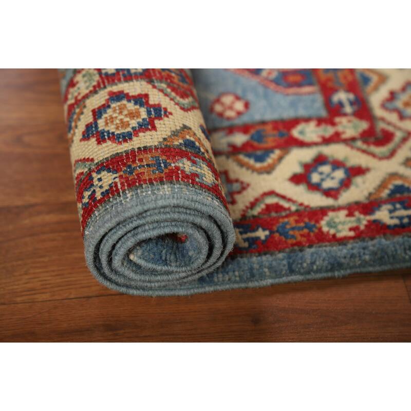Light Blue Kazak Foyer Rug Handmade Wool Carpet - 2'0" x 3'0"