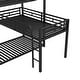 preview thumbnail 5 of 10, L-Shaped Triple Twin Metal Bunk Bed with Guardrails and Ladder, Black