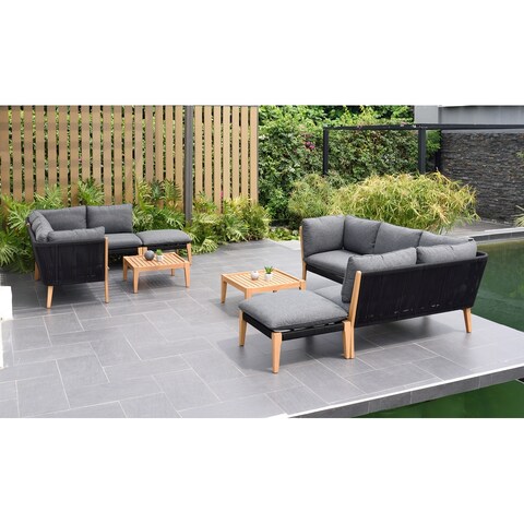 Lazio 8 Piece Patio Outdoor Sectional Set with Certified Teak Finish