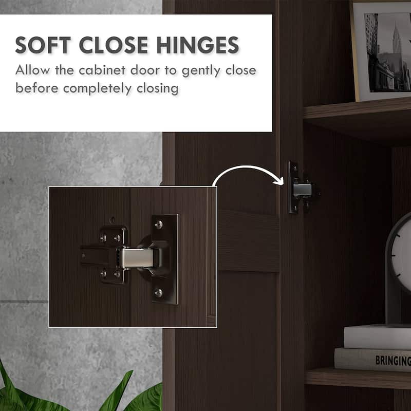 69" Tall Storage Cabinet with Movable Storage Shelves - Brown