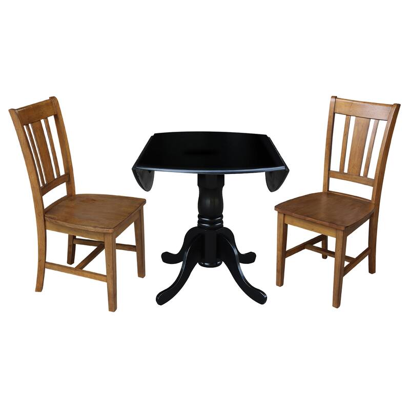 42 in. Drop Leaf Table with 2 Splat Back Dining Chairs - 3 Piece Set