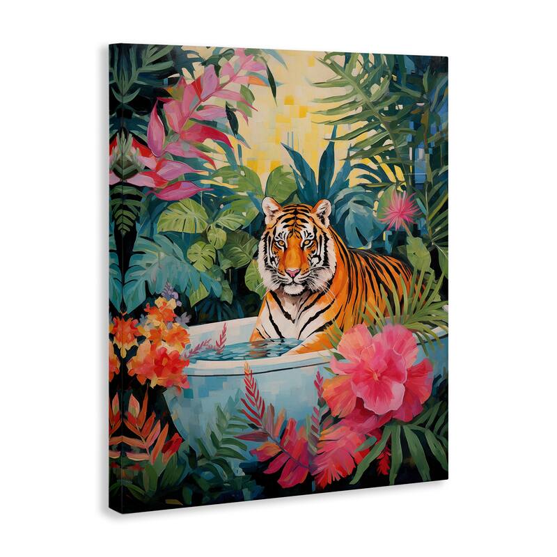 Stupell Tiger in Luxurious Bath Canvas Wall Art Design By Heidi Kuntz