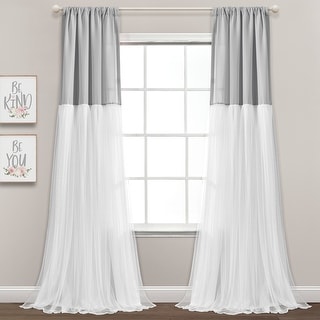 Lush Decor Tulle Skirt Colorblock Window Curtain Panel Pair - 84" x 40"