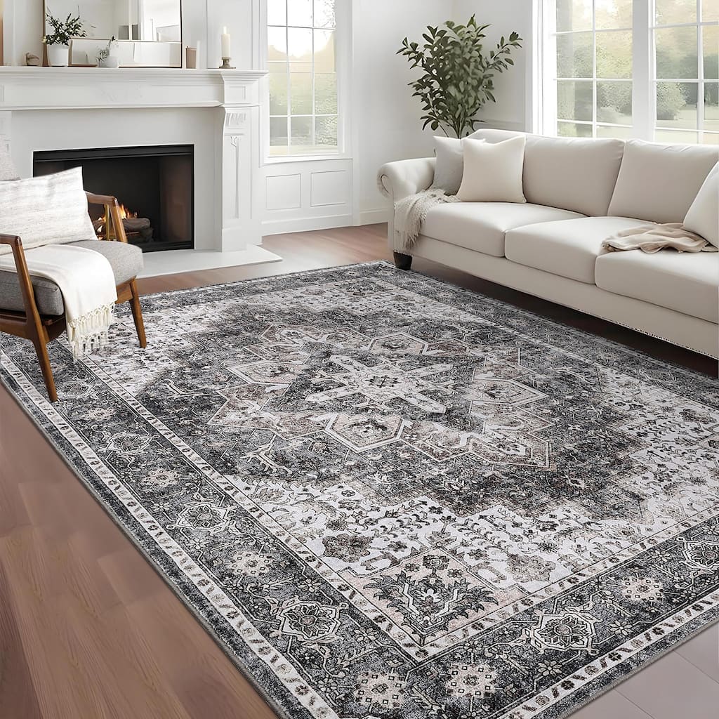Garvee Oriental Medallion Soft Washable Area Rug