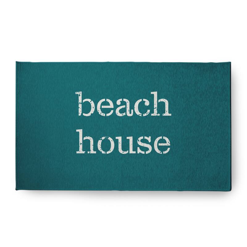 Beach House Nautical Chenille Rug - Ocean Teal - 18" x 30"