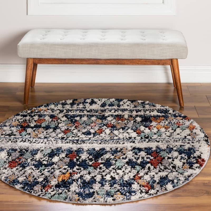 Contemporary Zaire Collection Area Rug - Multi - 7' Round