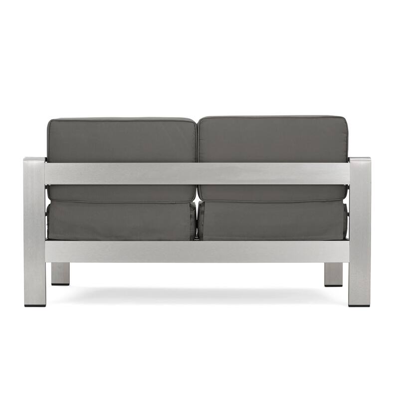 Cape Coral Outdoor 4 Seater Aluminum Chat Set with Side Table by Christopher Knight Home