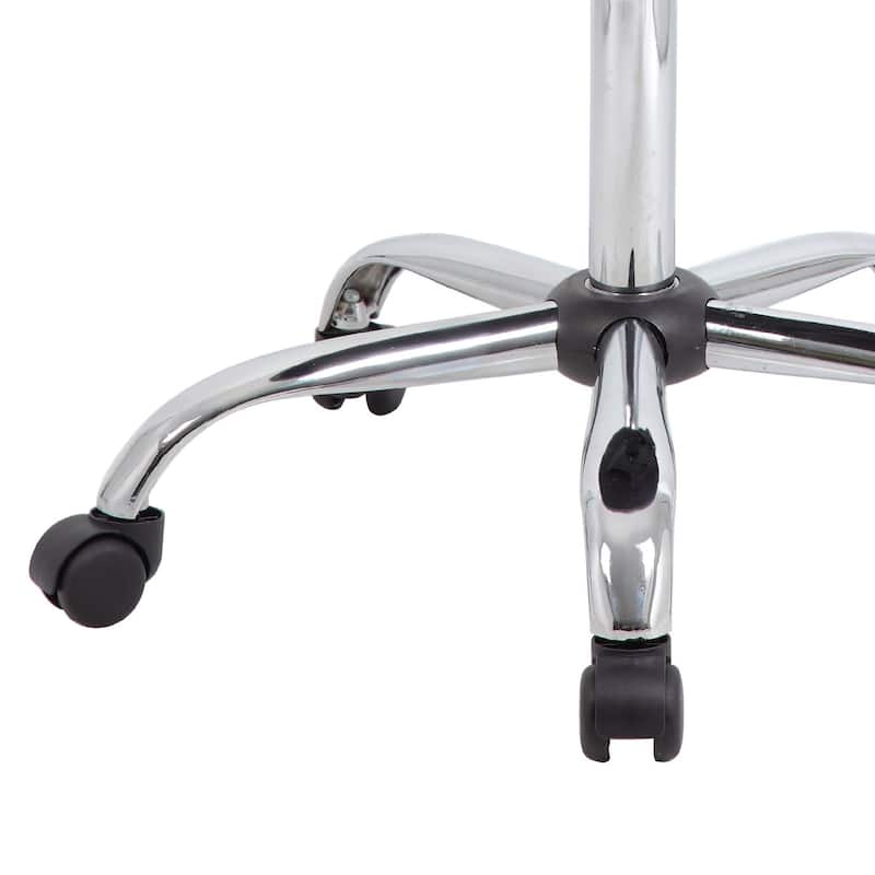 Fea Medical Swivel Stool, Round Gray Padded Seat, Rolling Chrome Base
