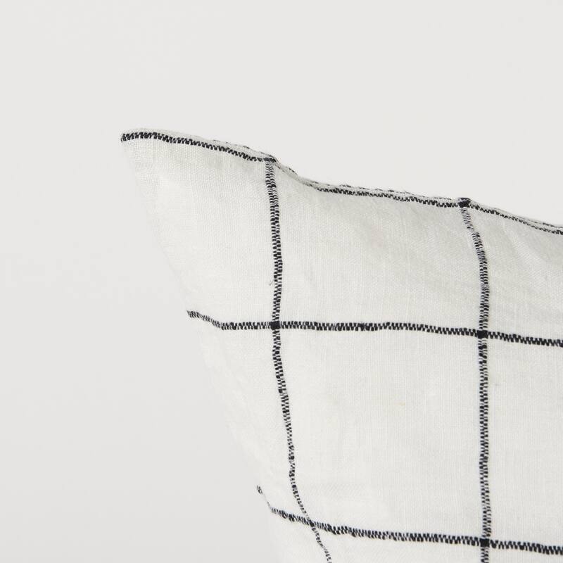 White and Black Grid Accent Pillow Cover