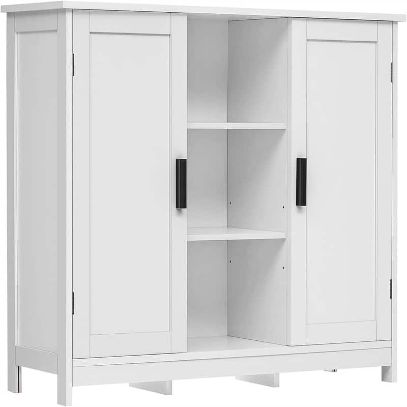 Storage Cabinet with 2 Doors and 4 Storage Shelves - 11.8"D x 35.4"W x 31.7"H - White