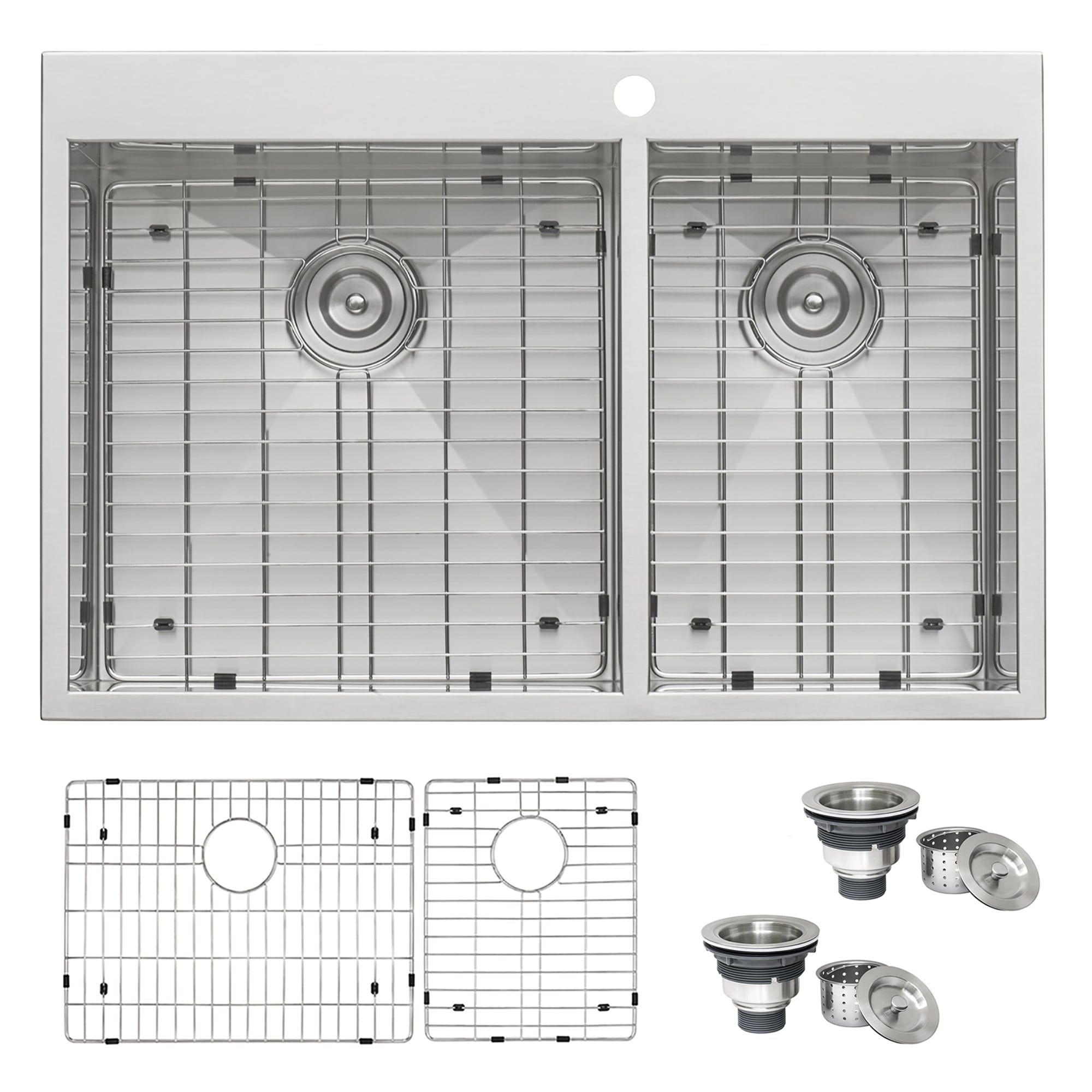 Ruvati 33 x 22 inch Drop-in Topmount 60/40 Double Bowl 16 Gauge Zero Radius Stainless Steel Kitchen Sink -
