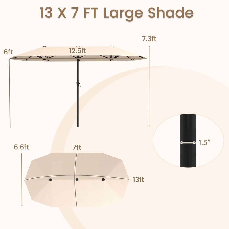Costway 13 FT Large Patio Umbrella Outdoor Double-Sided Table Market - See Details