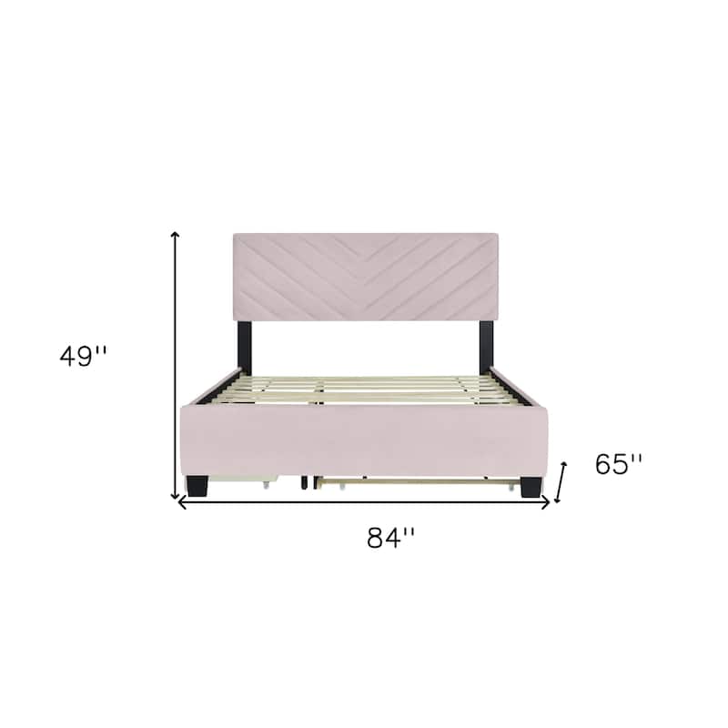 HomeRoots Pink Tufted Upholstered Twin Bed Frame With Trundle And Drawers