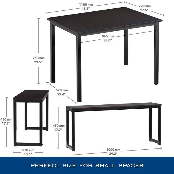 HOMURY 3 Piece Dining Table Set with Two Benches - Bed Bath & Beyond ...