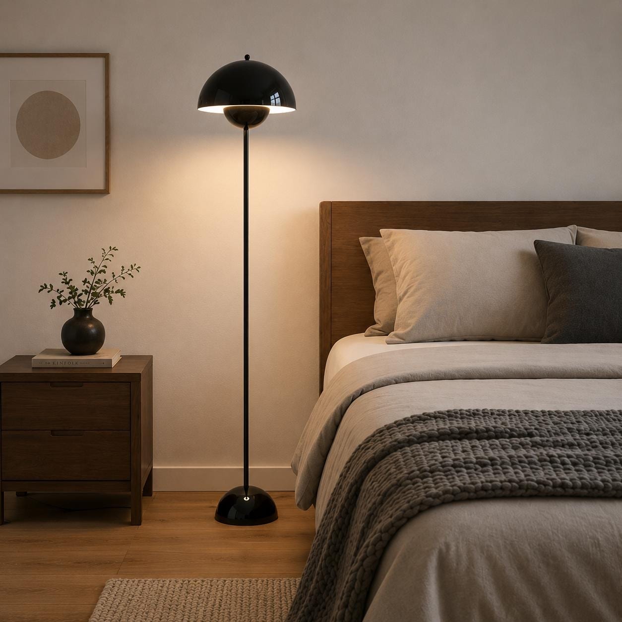 Modern Dome Floor Lamp, Industrial Slim Metal Shade - 65