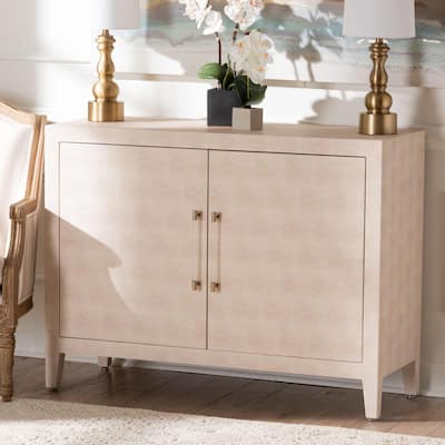 Nira Faux Shagreen Storage Cabinet - Contemporary 2-Door Accent Sideboard with Sleek Metal Handles, for Entryway or Living Room