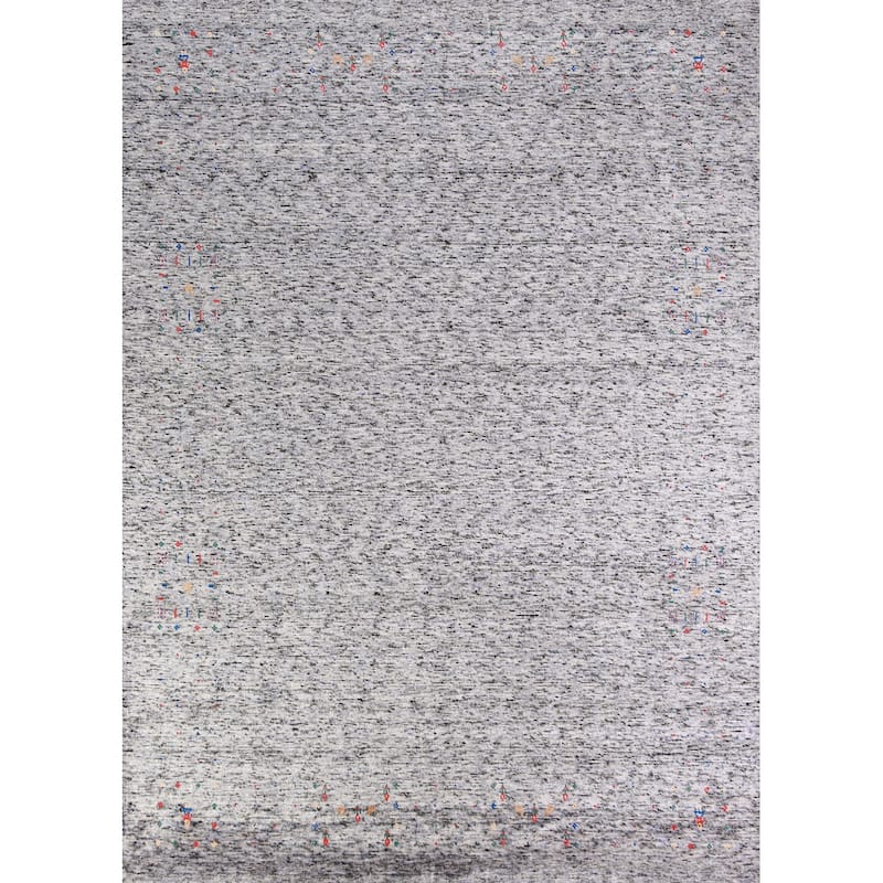 Gabbeh Indian Area Rug Hand-Knotted Oriental Silk Carpet - 7'9" x 9'11"