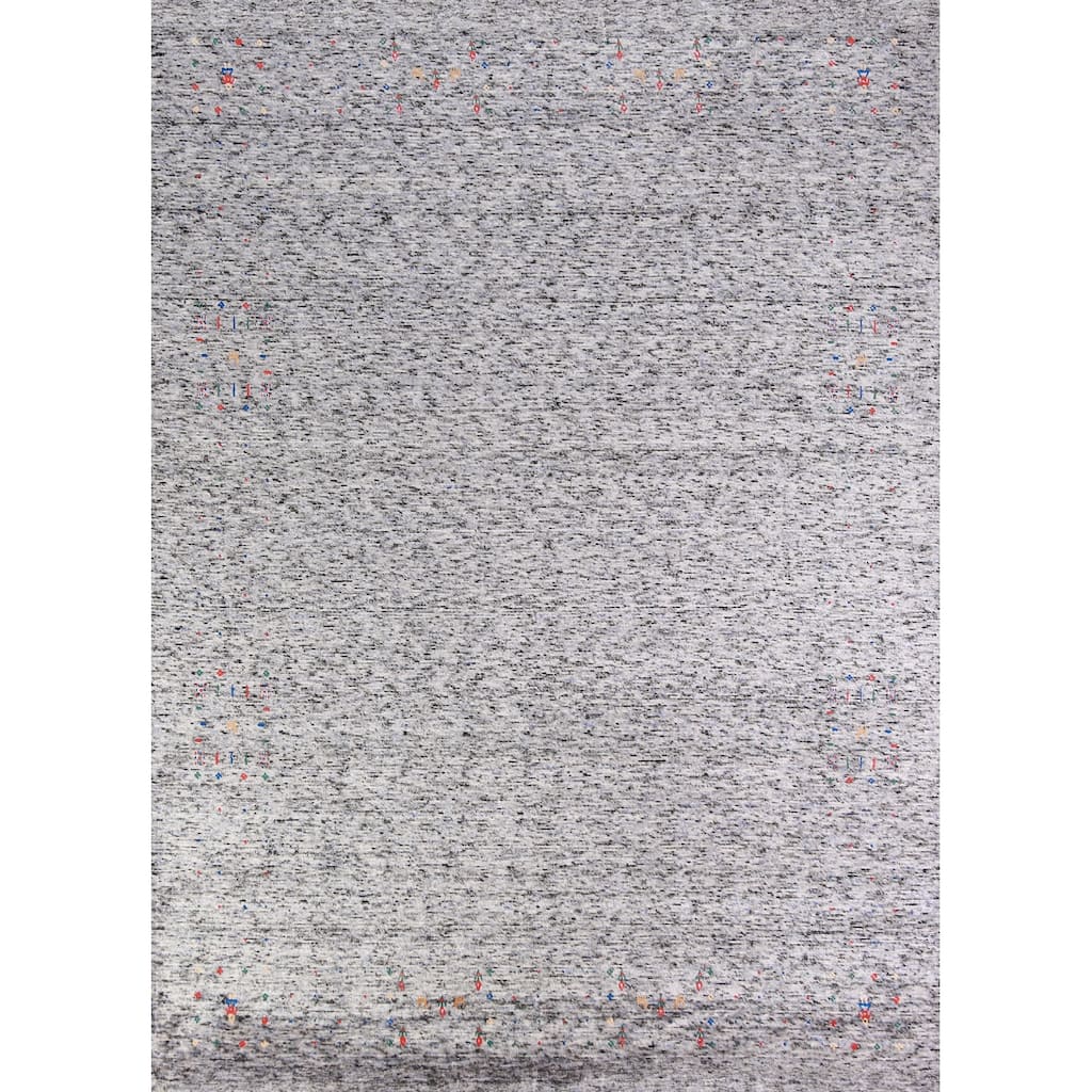 Gabbeh Indian Area Rug Hand-Knotted Oriental Silk Carpet - 7'9" x 9'11"