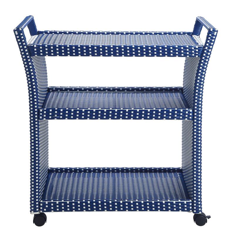 Courtnie French Aluminum Outdoor Serving Cart with Trash Can by Furniture of America