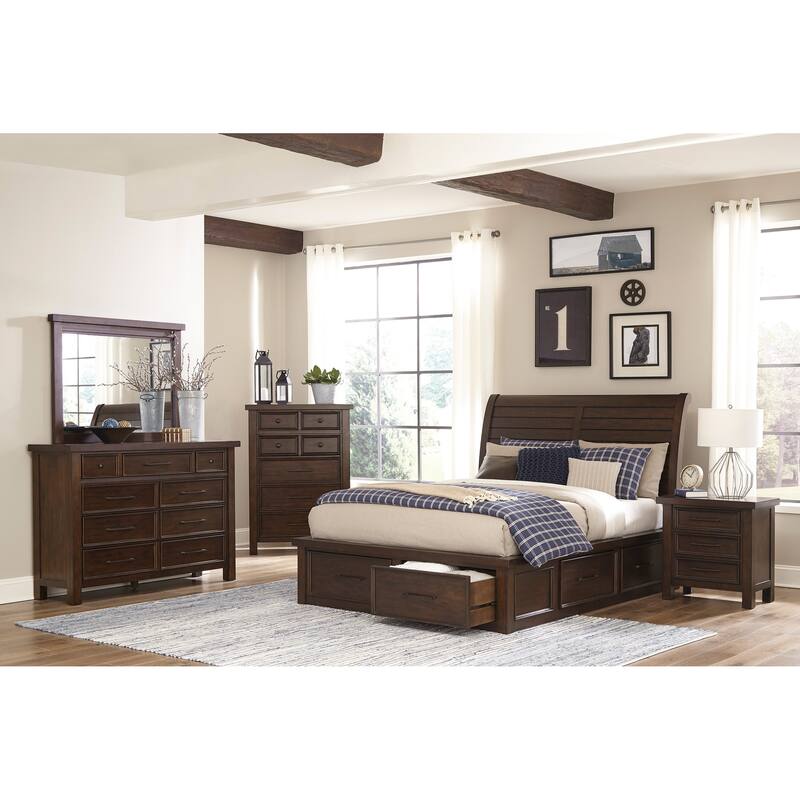 Classic Bedroom Brown Finish 1pc Chest of Drawers Mango Veneer Wood Transitional Furniture