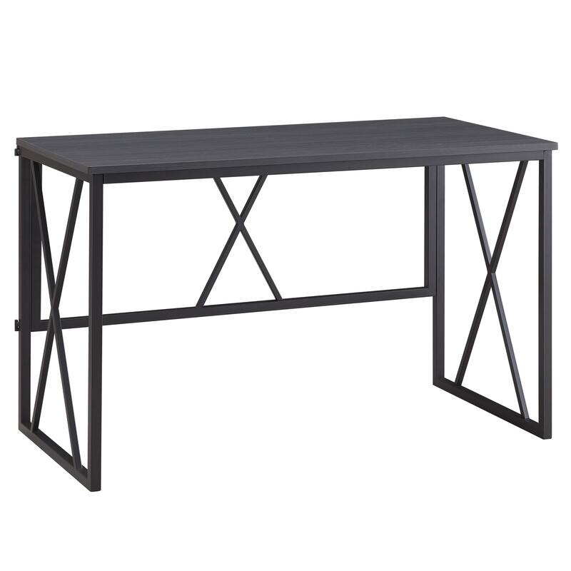 Desk - Gray Herringbone & Black Finish - 48" L x 24" W - Modern Office & Home Desk