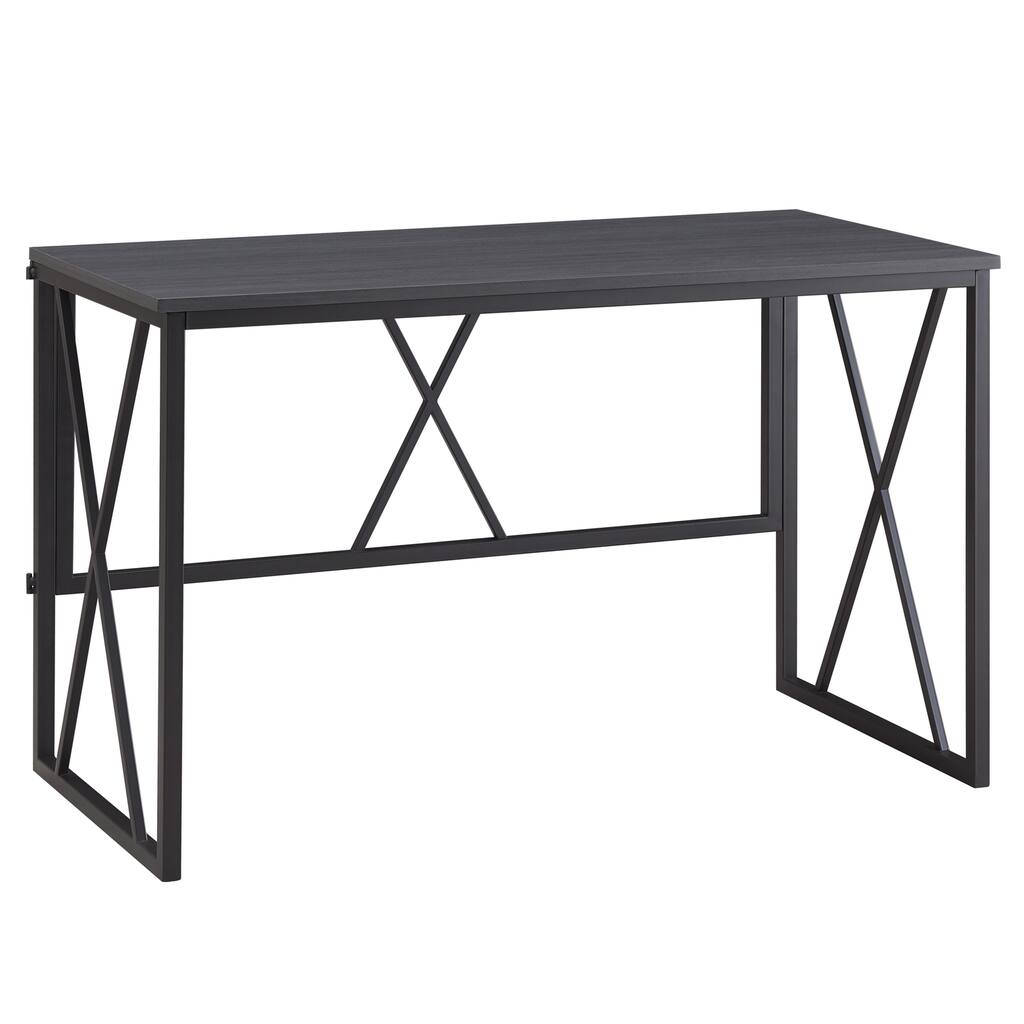 Desk - Gray Herringbone & Black Finish - 48" L x 24" W - Modern Office & Home Desk
