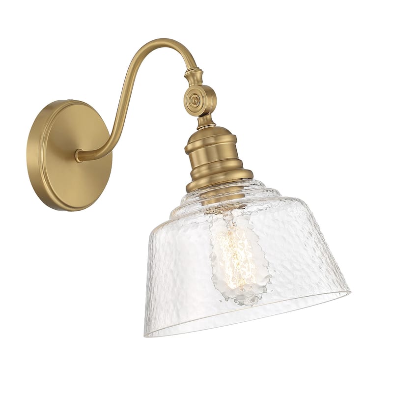 Bellevue SH90092 12" Tall Wall Sconce with Hammered Glass Shade