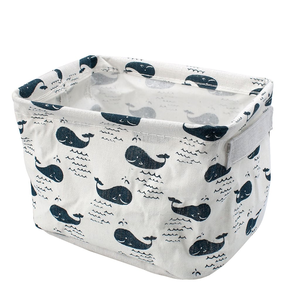 Household Fabric Whale Pattern Makeup Storage Bin Basket Closet Box Container - 21 x 17 x 13cm