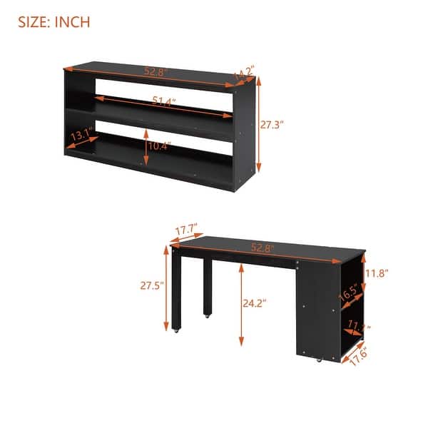 dimension image slide 2 of 6, Artsy Full Size Loft Bed with Retractable Writing Desk and 3 Drawers, Wooden Loft Bed with Storage Stairs and Shelves, Espresso