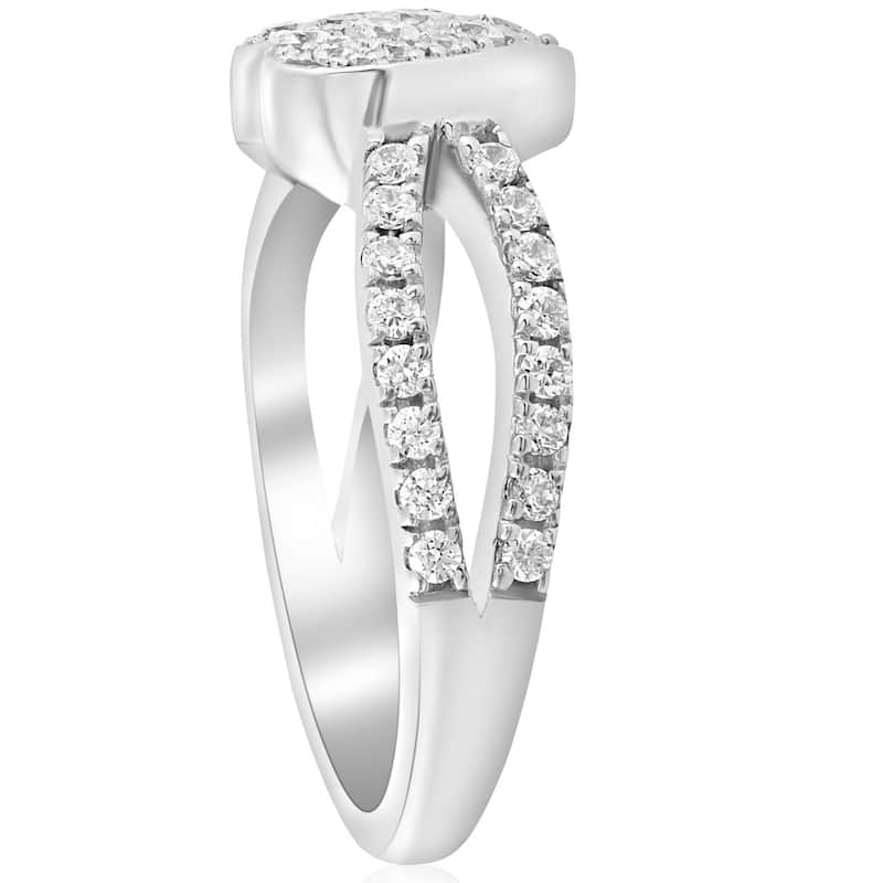 3/4 ct Heart Shape Pave Diamond Engagement Ring White Gold