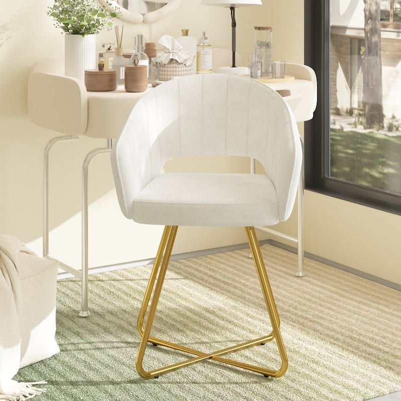 Velvet Modern Accent Chair Vanity Chair Set of 2, Comfy Makeup Chair with Back, Upholstered Dining Chairs Leisure Armchair