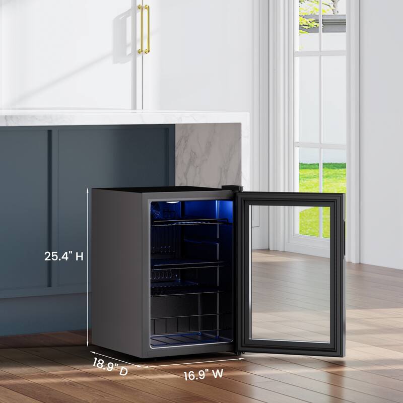 77 cans Beverage Refrigerator, Mini Fridge with Adjustable Shelves