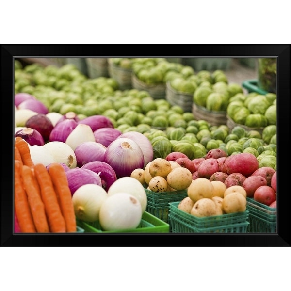 "Vegetable stand" Black Framed Print