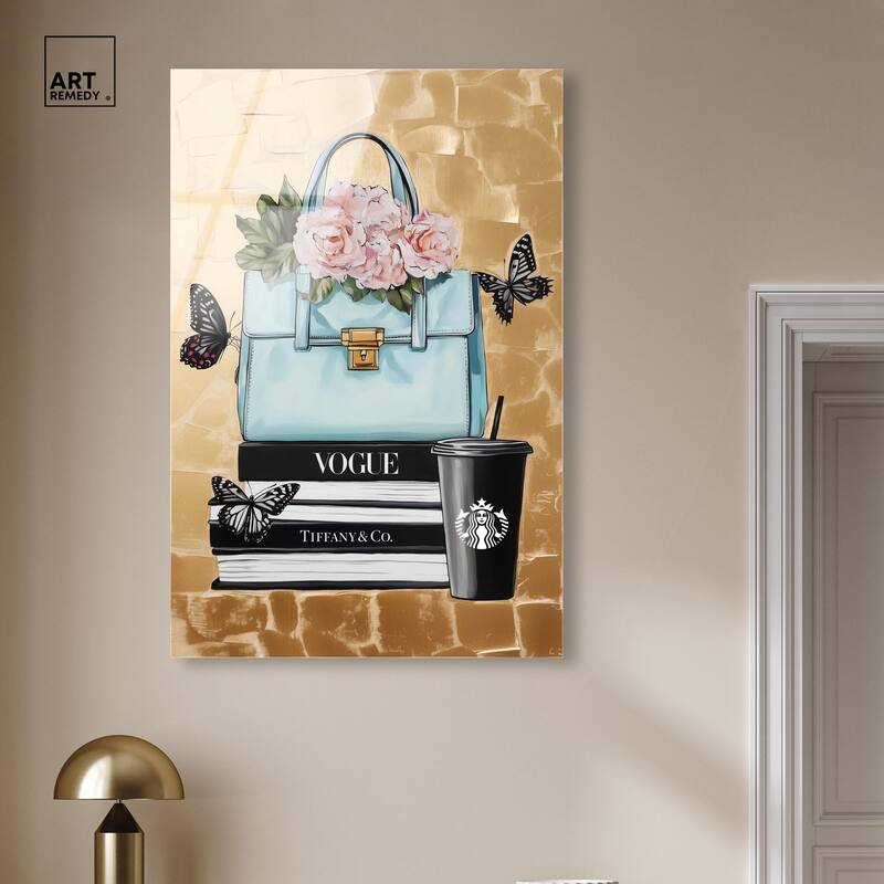 Golden Era of Glam Books Acrylic by Art Remedy, Ready to Hang