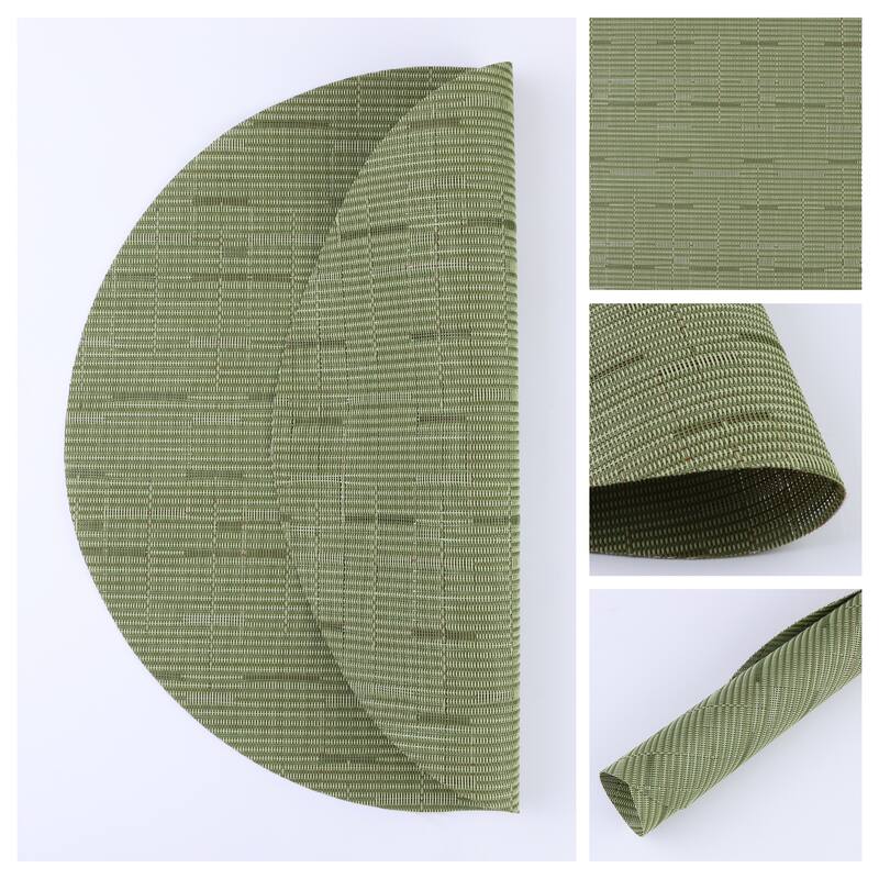 Round Placemats Set of 6 PVC Placemats for Kitchen Dining Table Decor Table Placemats Wipeable Table Mat - 14*14in - Green