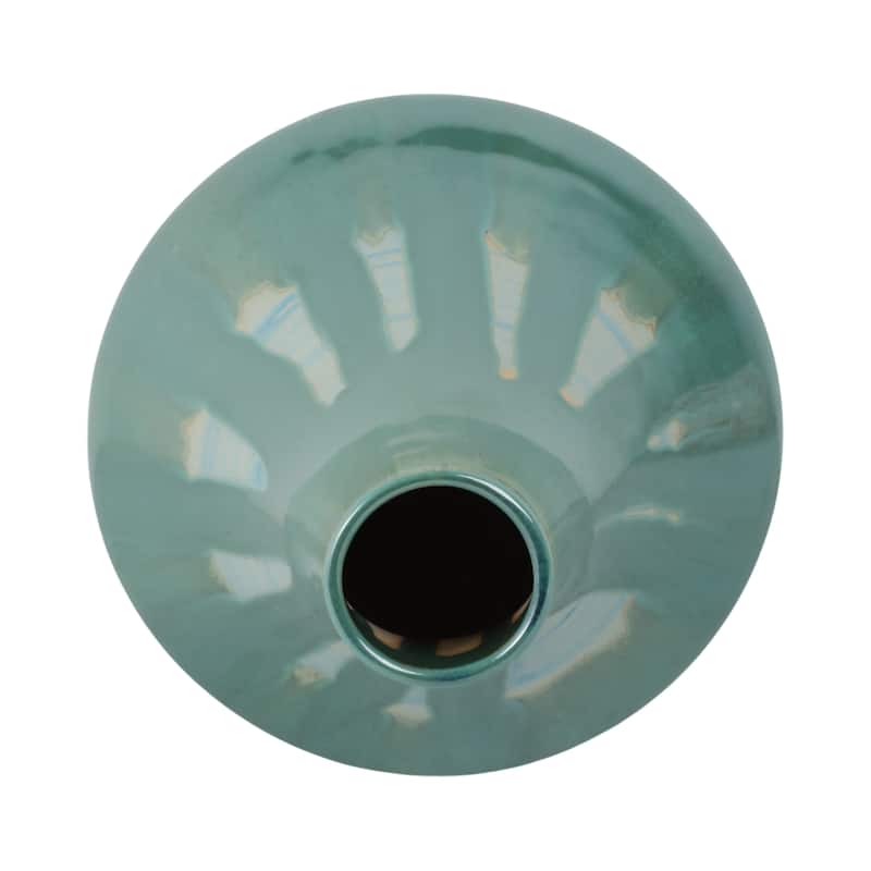Stoneware Ceramic Decorative Vase with Glossy Drip Glaze Finish