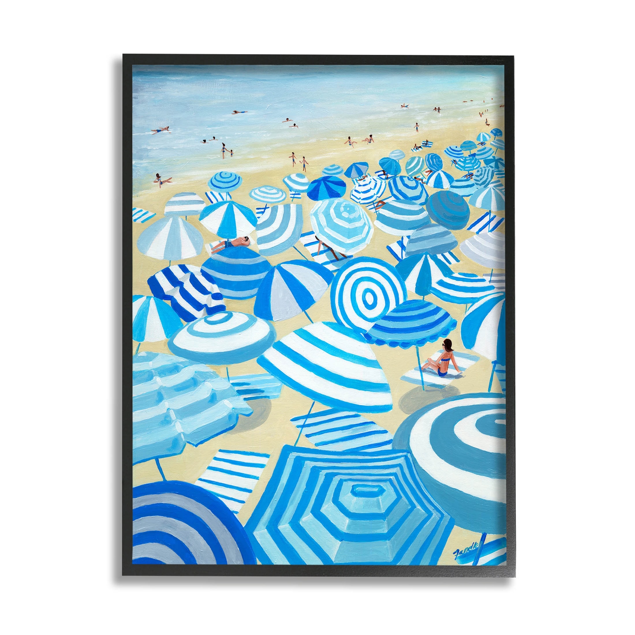 Stupell Glam Stripes Pattern Designer Fashion Emblem Surfboard Framed Wall Art - Brown - 10 x 24 - White