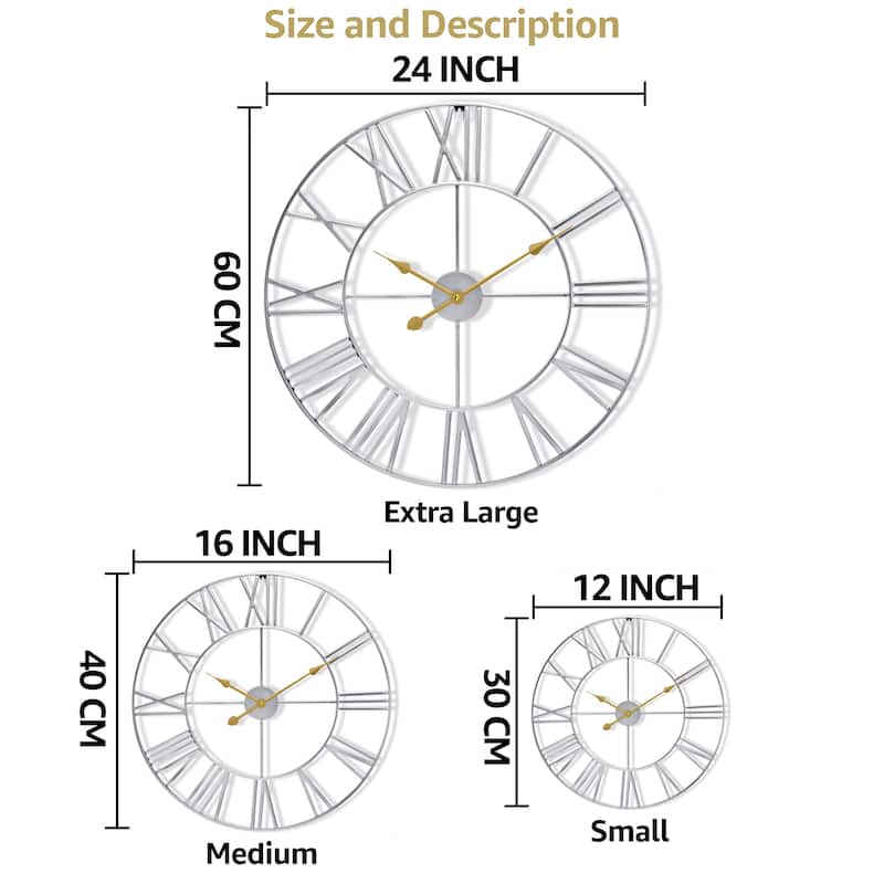 Sorbus Large 12 inch Decorative Round Analog Wall Clock Battery Operated With Roman Numeral
