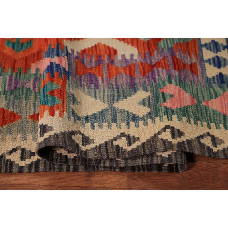 Southwestern Multi-Color Kilim Oriental Area Rug Flatweave Wool Carpet - 8'2"x 9'6"