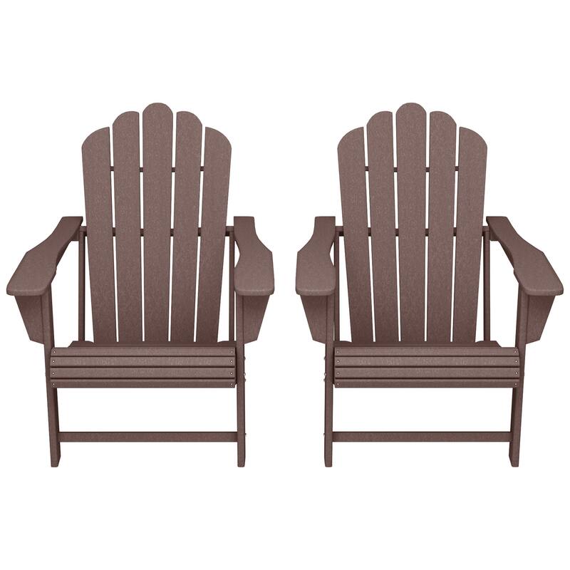 Aderson Outdoor Poly Adirondack Chair with Cupholders (Set of 2) - Dark Brown