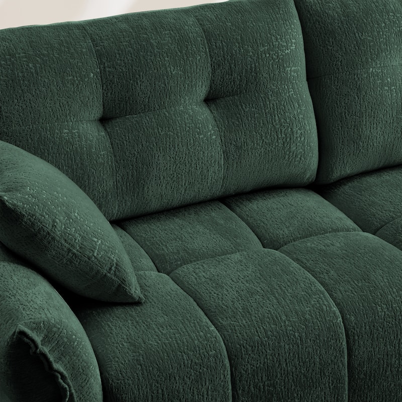 141.7" Chenille U-Shaped Sofa 6 Seater Upholstered Couch with 2 Ottomans for Living Room