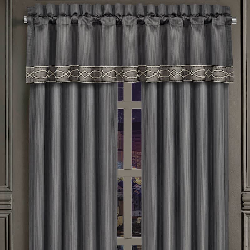 J. Queen New York Deco Charcoal Window Straight Valance - Charcoal