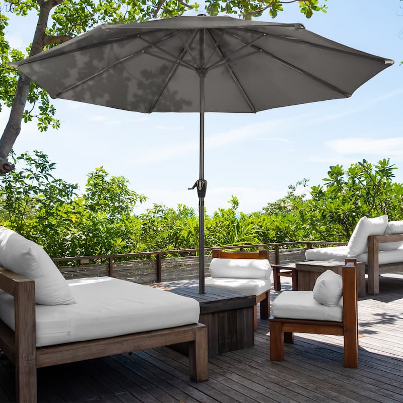 Patio Umbrella with Vented Canopy - 9FT Easy Crank Outdoor Umbrella for Shade by Pure Garden (Gray) - Gray