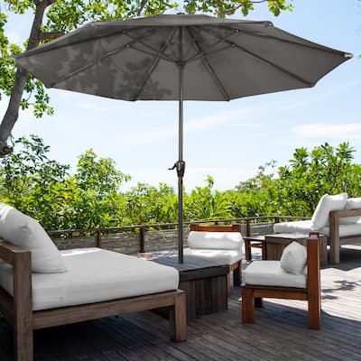 Patio Umbrella with Vented Canopy - 9FT Easy Crank Outdoor Umbrella for Shade by Pure Garden (Gray)