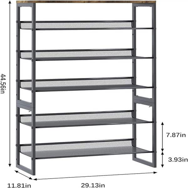 dimension image slide 1 of 2, Shoe Rack 6 Tier - 11.8"D x 29"W x 44.57"H