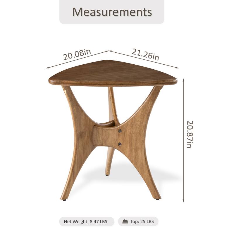 COZAYH Contemporary Triangle Side Table with Cross-Leg Wood Base, MCM Small Accent Table for Lounge, Quick Assembly