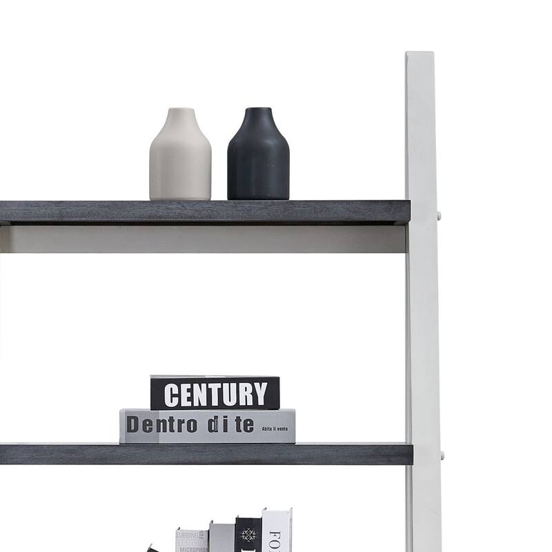 5-Tier Bookcase with Rubber Wood Frame for Living Room and Home Office
