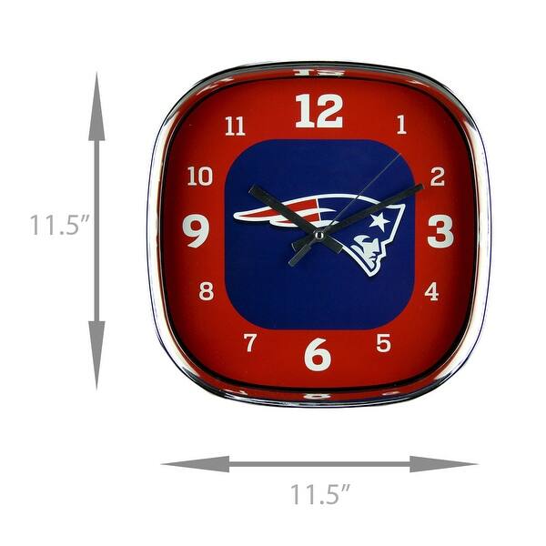Shop Nfl New England Patriots Logo Glass Face Wall Clock Chrome Finished Frame Red 11 5 X 11 5 X 2 Inches Overstock 21926229