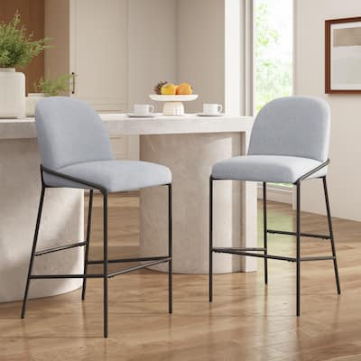 Christopher Knight Home - Bruce Upholstered Metal Bar Stool (Set of 2)