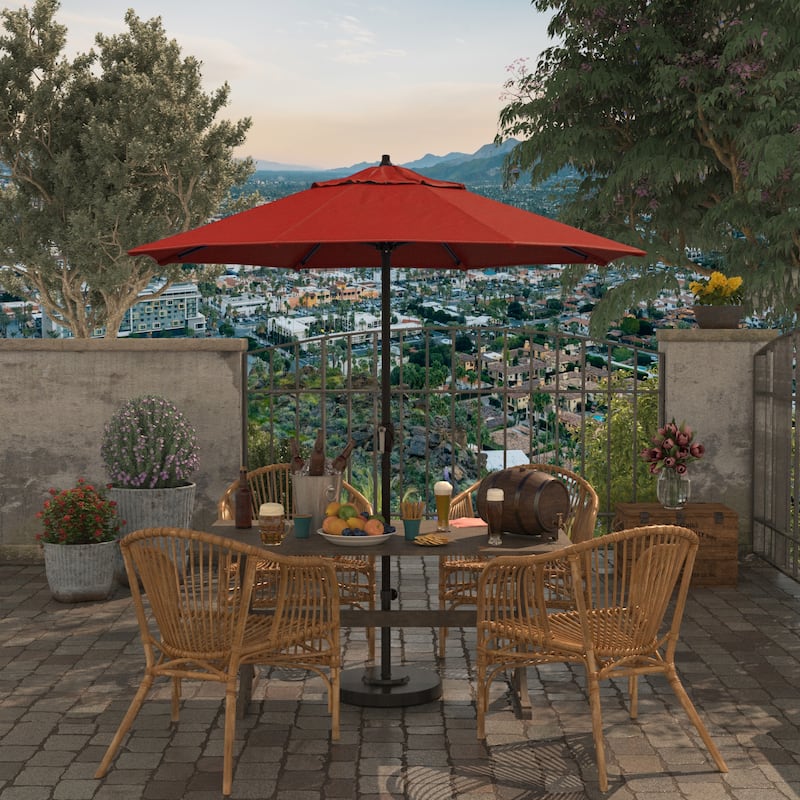 North Bend 7.5 Crank Lift Auto Tilt Patio Umbrella with Outdoor Rated Olefin Fabric by Havenside Home - Red
